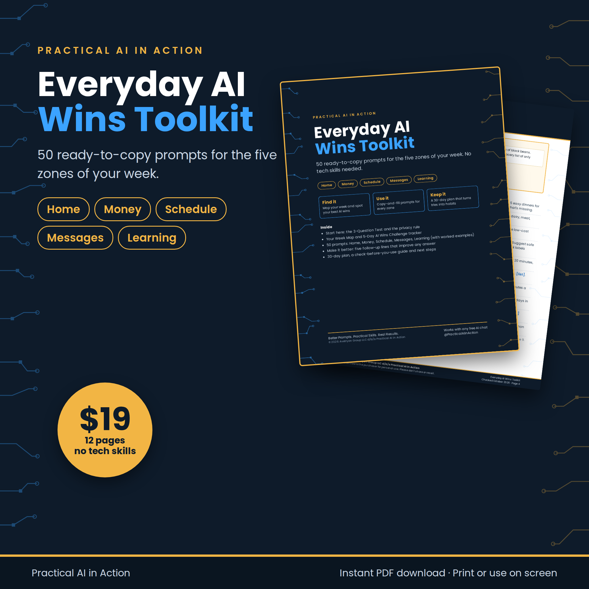Everyday AI Wins Toolkit: 50 prompts, 12 pages, $19