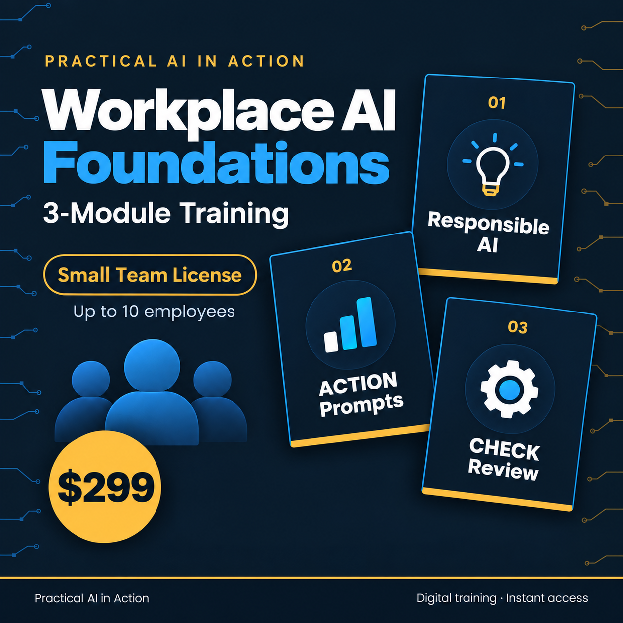 Workplace AI Foundations Small Team License for up to 10 employees, $299
